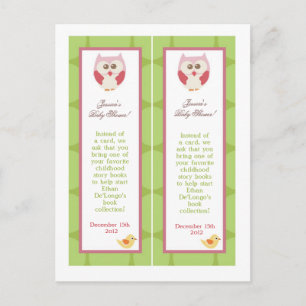 2 Baby Shower Bookmarks Love and Nature Girl Woodl Invitation Postcard