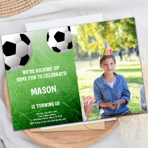 2 Balls Soccer Birthday Invitations with photo
