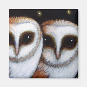 2 BARN OWLS Magnet