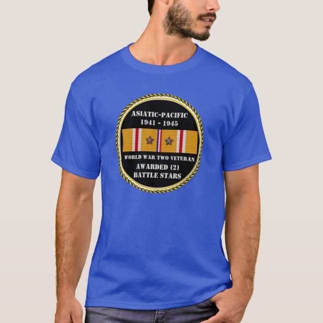 2 BATTLE STARS WWII Asiatic Pacific Veteran T-Shirt (Front)