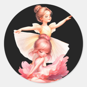 2 Beautiful ballerina's  Classic Round Sticker