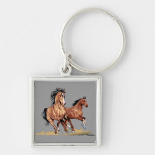 2 Beautiful Horses Running Key Chain