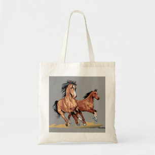 2 Beautiful Horses Running Tote Bag