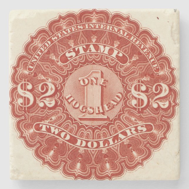 $2 Beer Revenue Stamp Stone Coaster (Front)