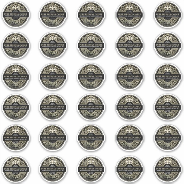 2" Beeswax Candle Heraldic Bee Product Label (Front)