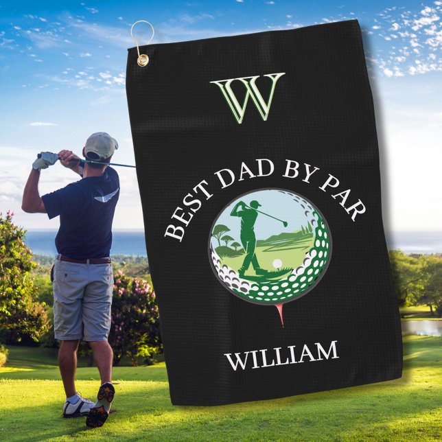 2 BEST DAD BY PAR NAME CUSTOM MONOGRAM GOLF TOWEL (Creator Uploaded)