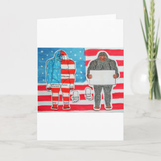 2 big foo A, text & flag on U.S.A.flag, Card