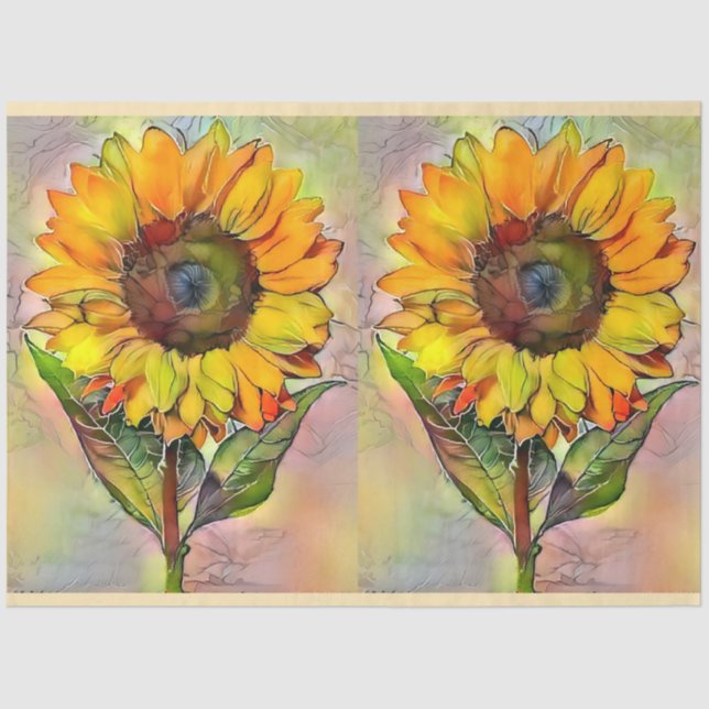 2 Big Sunflowers Modern Collection Tissue Paper (Front)
