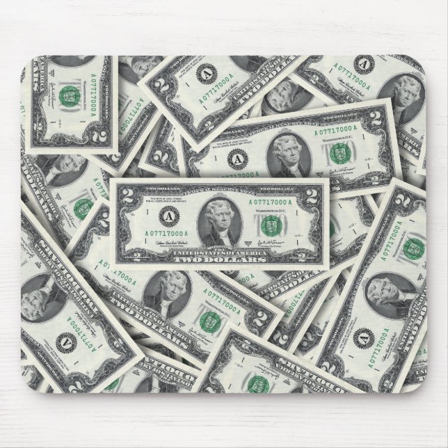 $2 Bill Money Pattern Mouse Mat (Front)