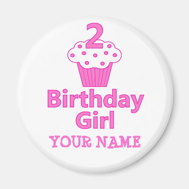 2 - Birthday Girl - Cupcake Design Magnet (Front)