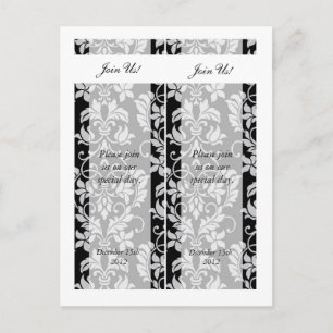 2 Black and Grey Damask Save the Date Bookmarks Announcement Postcard