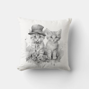 2 Black and white kittens Cushion