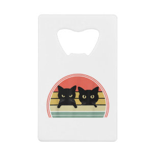 2 Black Cats Peeking Vintage Retro Cat Animal Love