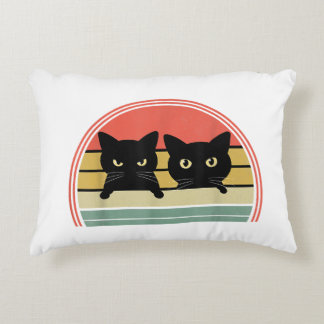 2 Black Cats Peeking Vintage Retro Cat Animal Love Decorative Cushion