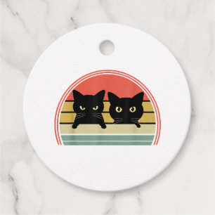 2 Black Cats Peeking Vintage Retro Cat Animal Love Favour Tags