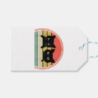 2 Black Cats Peeking Vintage Retro Cat Animal Love