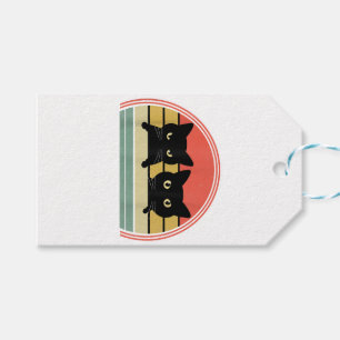 2 Black Cats Peeking Vintage Retro Cat Animal Love Gift Tags