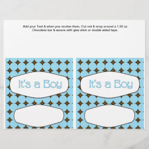 2 Blue Baby Shower Favour Custom Candy Bar Wrapper