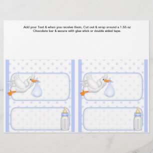 2 Blue Baby Shower Favour Custom Candy Bar Wrapper