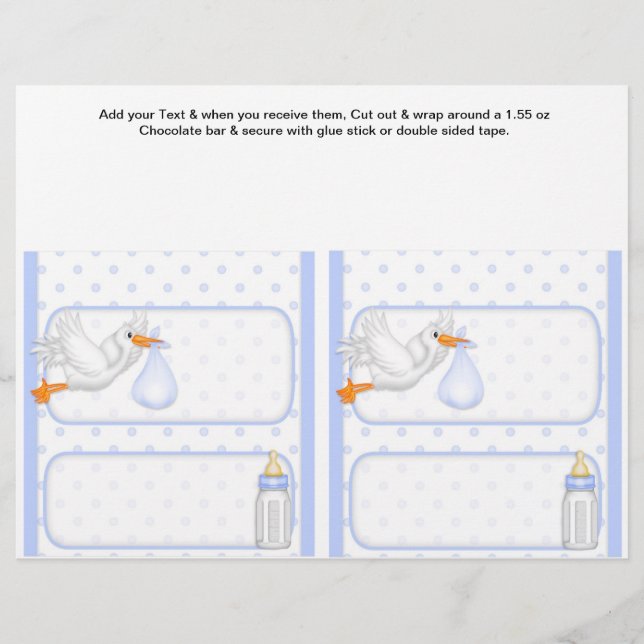 2 Blue Baby Shower Favour Custom Candy Bar Wrapper (Front)