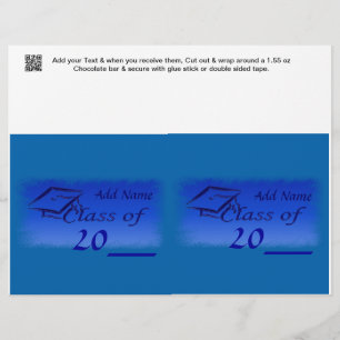 2 Blue Graduation Favour Custom Candy Bar Wrapper