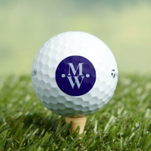 2-blue-initials Vertically Monogrammed Modern Golf Balls