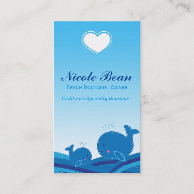 2 Blue Whales Children's Boutique Business Card (Front)