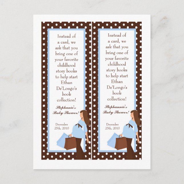 2 Book Marks Blue Mod Mum Polka Dots Invitation Postcard (Front)