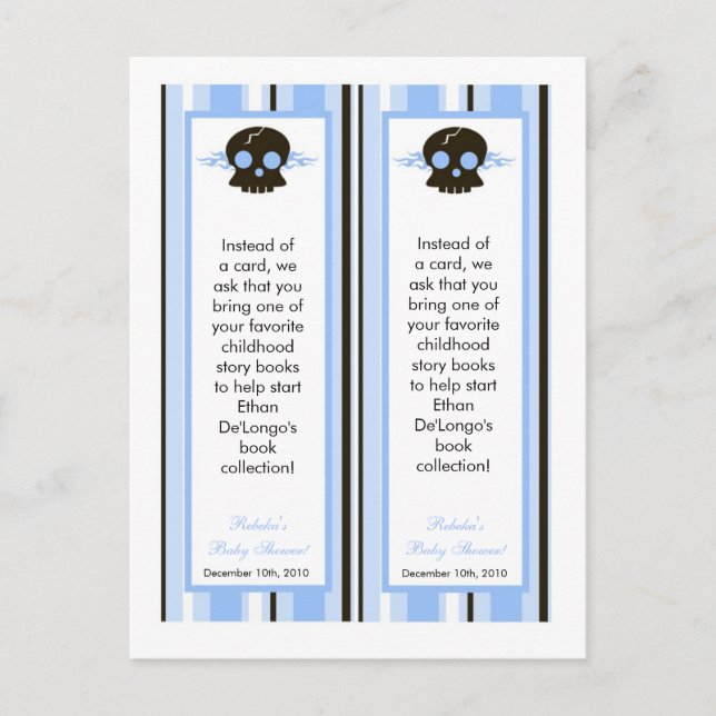 2 Book Marks Boy Blue Punk Rocker Skull Crossbones Invitation Postcard (Front)
