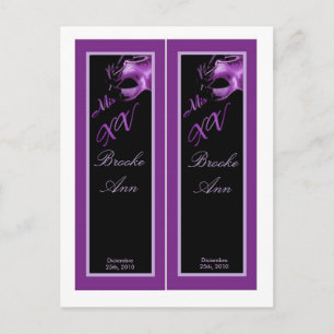 2 Book Marks Mis XV Purple Lilac Black Party Postcard