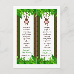 2 Book Marks Monkey Swing Jungle Safari Zoo Animal Invitation Postcard