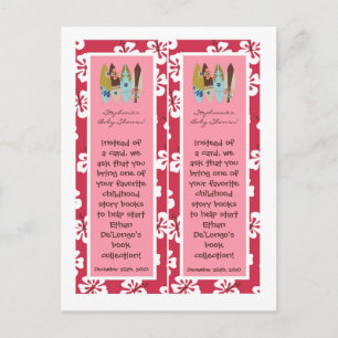 2 Book Marks Pink Hawaiian Luau Tropical Invitation Postcard
