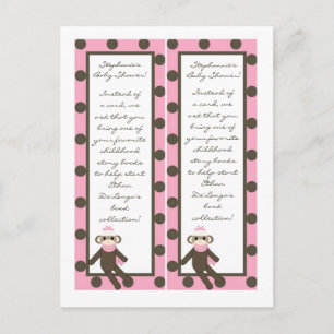 2 Book Marks Pink Sock Monkey Invitation Postcard