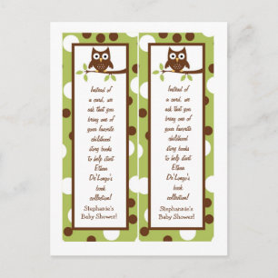 2 Book Marks Woodland Friends Owl Invitation Postcard