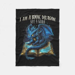#2 Bookish Quote I Am A Book Dragon Not A Worm Rea Fleece Blanket