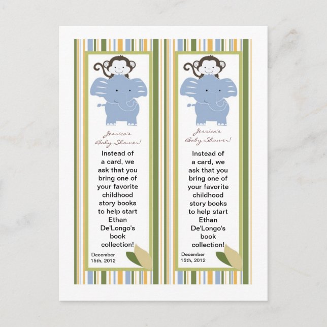 2 Bookmarks Safari Friends Invitation Postcard (Front)