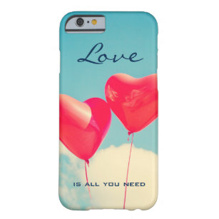 2 Bright Red Heart Shaped balloons Floating Upward Barely There iPhone 6 Case