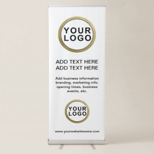 2 Business Logos Modern Black White Retractable Banner