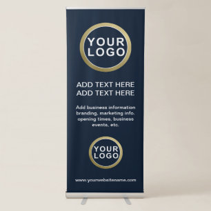 2 Business Logos Modern Blue Retractable Banner