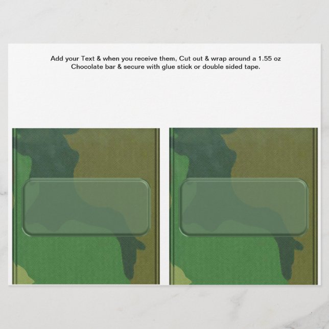 2 Camouflage Birthday Custom Candy Bar Wrappers (Front)