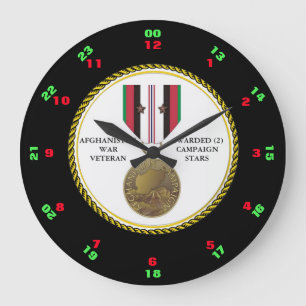 2 CAMPAIGN STARS AFGHANISTAN WAR VETERAN LARGE CLOCK