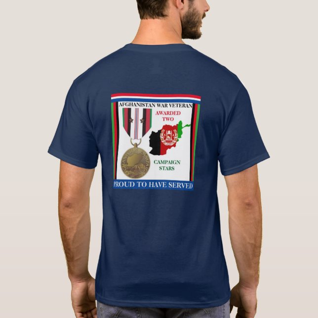 2 CAMPAIGN STARS AFGHANISTAN WAR VETERAN T-Shirt (Back)