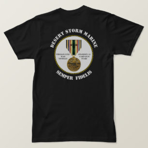 2 CAMPAIGN STARS Desert Storm Marine SEMPER  Fi T-Shirt