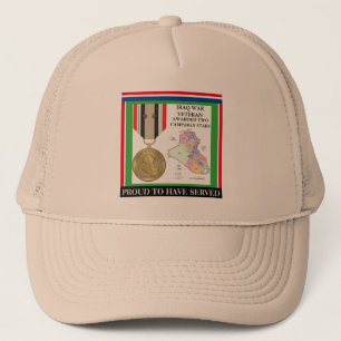 2 CAMPAIGN STARS IRAQ WAR VETERAN TRUCKER HAT