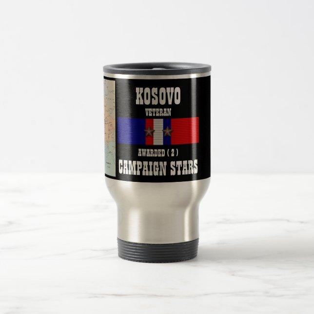 2 CAMPAIGN STARS KOSOVO VETERAN TRAVEL MUG (Center)