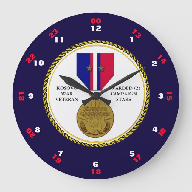 2 CAMPAIGN STARS KOSOVO WAR VETERAN LARGE CLOCK (Front)