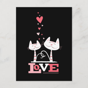 2 Cats in Love Valentine Themed Postcards