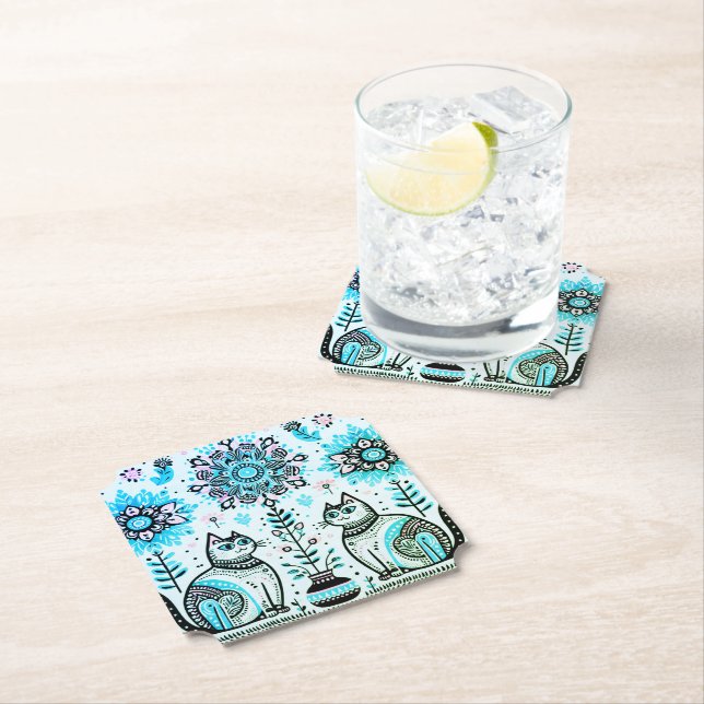2 cats paper coaster (Insitu)