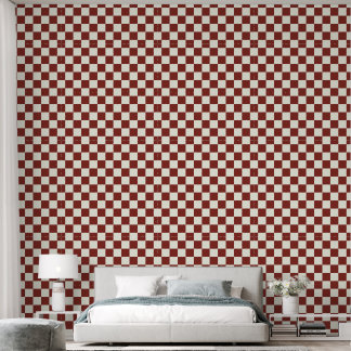 2" Chequerboard Rustic Red & Ivory White Wallpaper