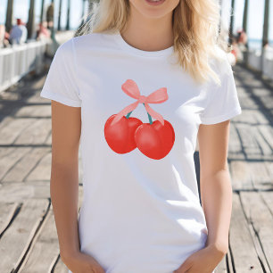 2 cherries tied with a cute pink coquette bow T-Shirt